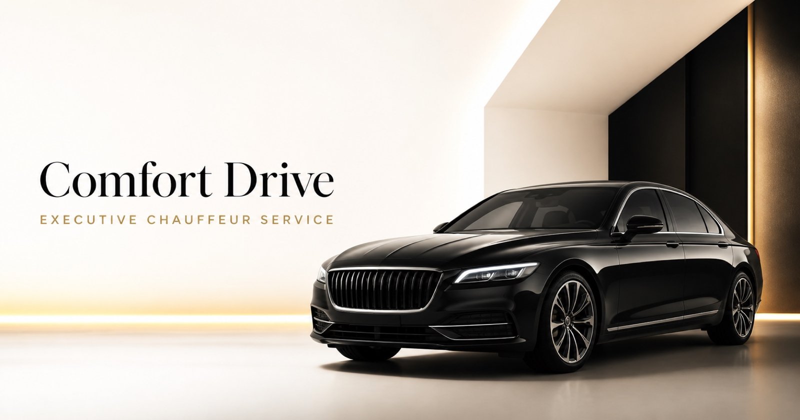 Comfort Drive executive chauffeur service with a black luxury sedan